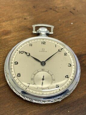 Omega Pocket Watch 1938 Antique Swiss Silver Dial 15 Jewels 49mm Case